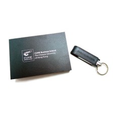 Leather USB drive with wooden box gift set - CUHK